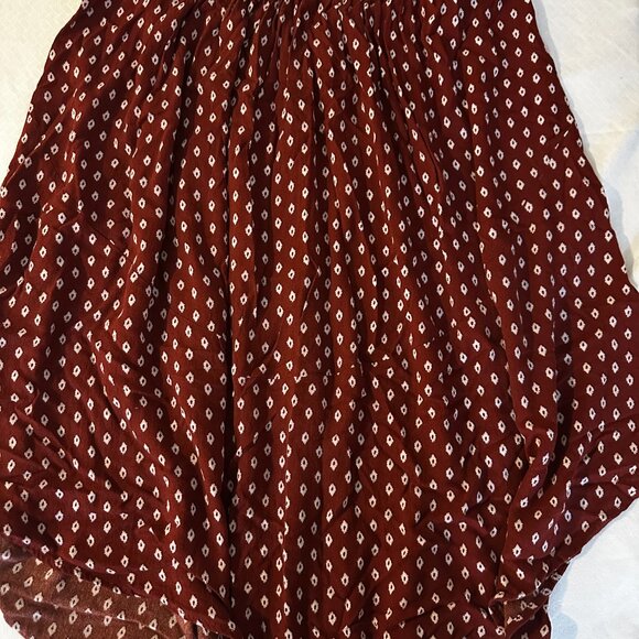 H&M Women’s Size 12 Rust Brown Printed Tiered Skirt Smocked Waist -A158 - Picture 5 of 7
